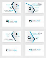 Obraz premium Blue Business Card Template. Simple Identity Card Design With Alphabet Logo And Slash Accent Decoration. For Corporate, Company, Professional, Business, Advertising, Public Relations, Brochure, Poster