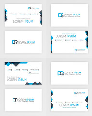 Blue Business Card Template. Simple Identity Card Design With Alphabet Logo And Slash Accent Decoration. For Corporate, Company, Professional, Business, Advertising, Public Relations, Brochure, Poster
