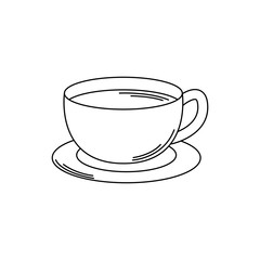 drinks coffee cup in dish fresh line style icon