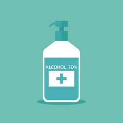 hand sanitizer for washing hands , alcohol bottle for hygiene, vector flat illustration