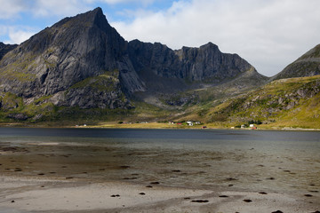 Lofoten Islands / Norway - August 30, 2017: The landscape near Nusfjord, Lofoten Islands, Nordland,...