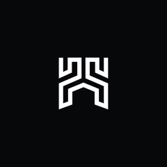  Minimal elegant monogram art logo. Outstanding professional trendy awesome artistic H HH HW WH initial based Alphabet icon logo. Premium Business logo White color on black background