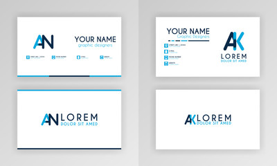 Blue Business Card Template. Simple Identity Card Design With Alphabet Logo And Slash Accent Decoration. For Corporate, Company, Professional, Business, Advertising, Public Relations, Brochure, Poster