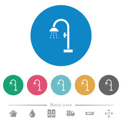 Shower flat round icons