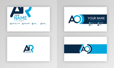 Blue Business Card Template. Simple Identity Card Design With Alphabet Logo And Slash Accent Decoration. For Corporate, Company, Professional, Business, Advertising, Public Relations, Brochure, Poster