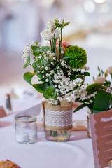 Details of a luxurious floral arrangement of a wedding or ceremony