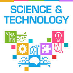 Science And Technology Colorful Squares Symbols Circuit Elements 