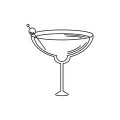 drinks glass cup alcohol with olive in stick line style icon