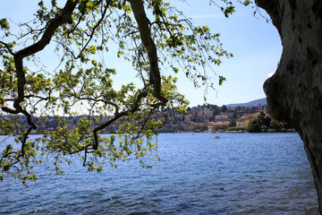 Lugano / Switzerland - June 01, 2019: Lugano lake view, Lugano, Switzerland, Europe