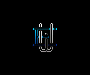 Initial letter E and W, EW, WE, overlapping interlock logo, monogram line art vintage style on black background