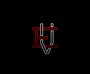 Initial letter E and V, EV, VE, overlapping interlock logo, monogram line art vintage style on black background