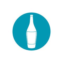 drinks wine bottle alcohol with cork blue block style icon