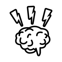 brain human with rays line style icon