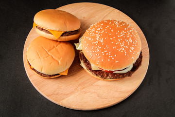 hamburger on black  background