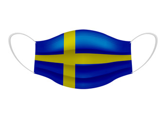Coronavirus in Sweden. Graphic of surgical mask with swedish flag. Novel coronavirus (2019-nCoV or CoVid-19). Medical face mask as concept of coronavirus quarantine. Coronavirus outbreak.