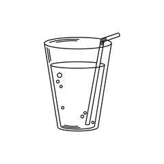 drinks fresh cold plastic cup with straw line style icon