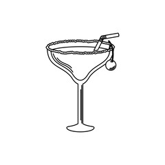 drinks cocktail with salt cherry and straw celebration line style icon
