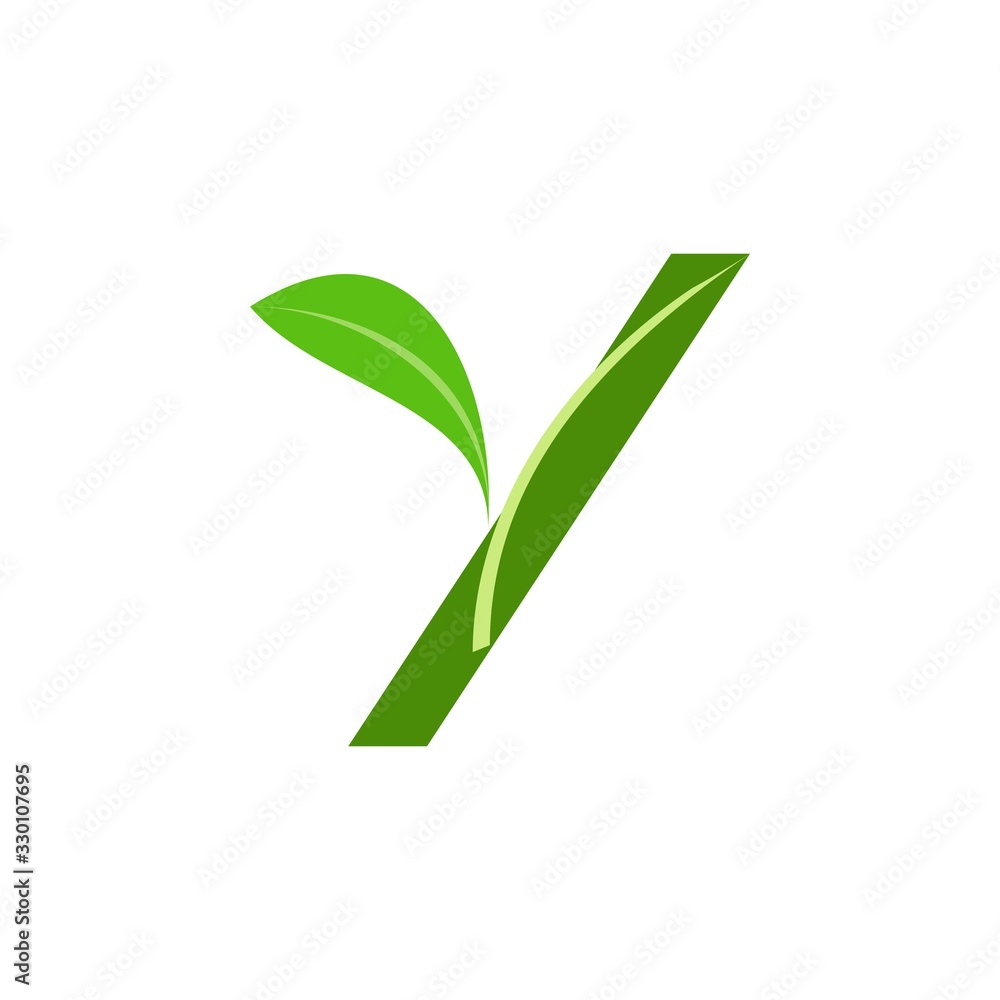 Wall mural Y letter with leaf logo design vector