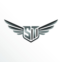 Obraz premium Initial Letter ST with Wings