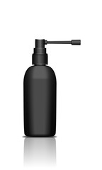 Fototapeta premium Black realistic plastic spray bottle for throat disease treatment