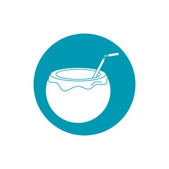 drinks tropical cocktail coconut with straw blue block style icon