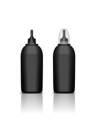 Black realistic plastic or aluminum nasal spray bottle