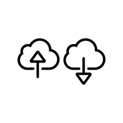 Upload cloud outline icon. linear style sign for mobile concept and web design. Cloud computing arrow up simple line vector icon. Symbol, logo illustration. Pixel perfect vector graphics