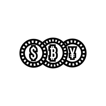 recommend clip art: coins dollar with sterling pound and yen line style