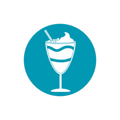 drinks glass with cream wafer straw cinnamon blue block style icon