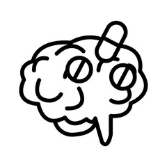 brain human with drugs line style icon