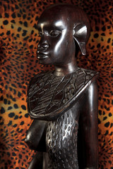 Fagnano Olona (VA), Italy - June 30, 2017: African art and sculptures made of ebony wood carving.