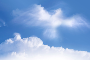 Naklejka na ściany i meble blue sky with clouds background, Shaped like a flying bird