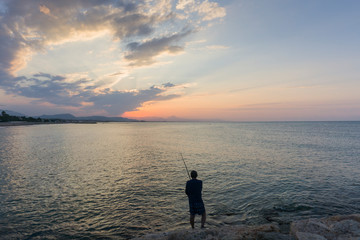 Fototapeta premium Sunset over La Almadraba beach in Denia Alicante Spain