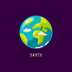 Planet Earth for environment concept, logo, symbol, internet, Earth Day, internet theme. Vector illustration isolated on background. Flat style design.