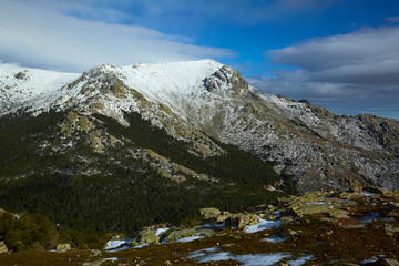 Snowy landscape of the Sierra de Guadarrama in Spain
