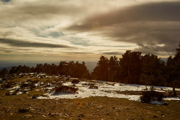 Snowy landscape of the Sierra de Guadarrama in Spain