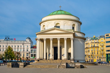 XIX century St. Alexander’s Church - Kosciol sw. Aleksandra - on the Three Crosses Square in historic city center of Warsaw, Poland