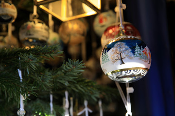 Bolzano (BZ), Italy - December 01, 2019: Christmas decoration at christmas market, Bolzano, Alto...