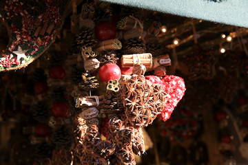 Bolzano (BZ), Italy - December 01, 2019: Christmas decoration at christmas market, Bolzano, Alto...