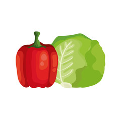 fresh lettuce with pepper vegetables isolated icon vector illustration design