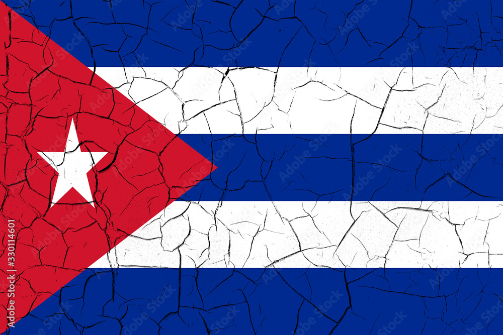 Poster flag of cuba with texture. template for design