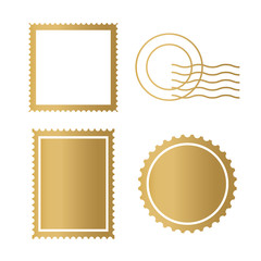 golden postage stamp frame icon- vector illustration