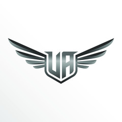 Initial Letter VA with Wings