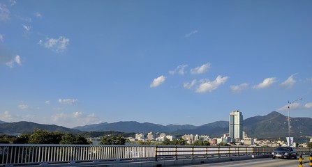 mountain over bridge