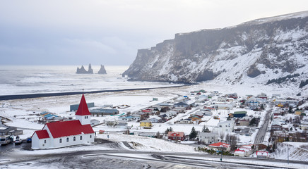 Village of Vik is on the south coast of Iceland.