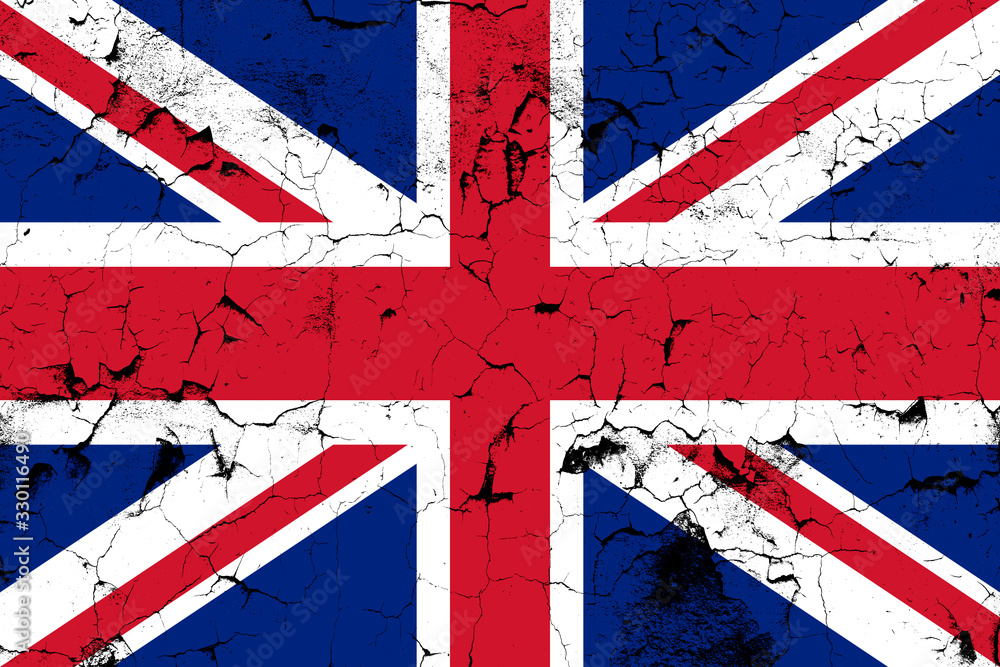 Poster flag of great britain with texture. template for design