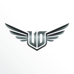 Fototapeta premium Initial Letter VO with Wings