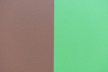 Soft brown and bright green cardboard background, vertical division