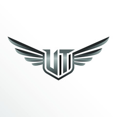 Fototapeta premium Initial Letter VT with Wings