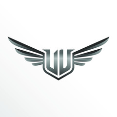 Initial Letter VU with Wings